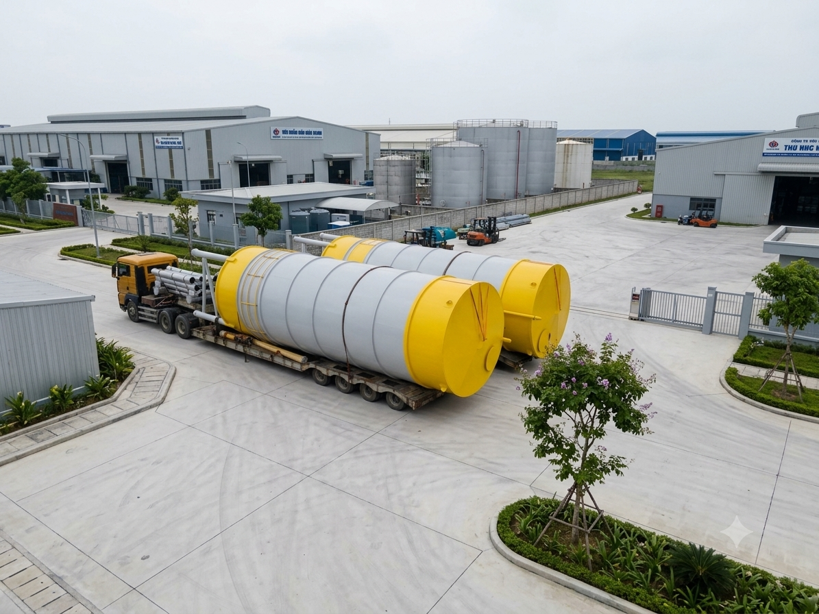Vận chuyển cặp bồn Silo công nghiệp quá khổ